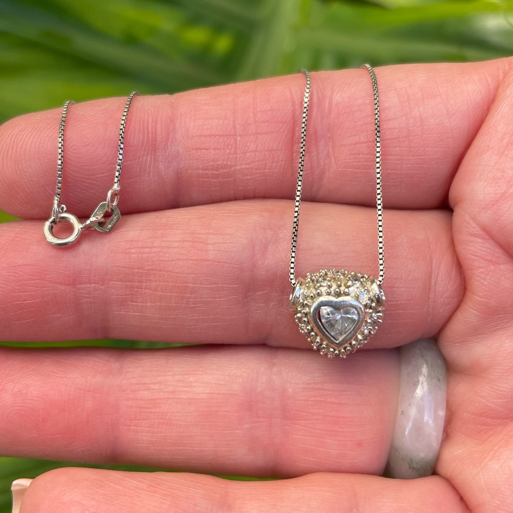Sterling Silver Heart Pendant Necklace - Picture 5 of 6